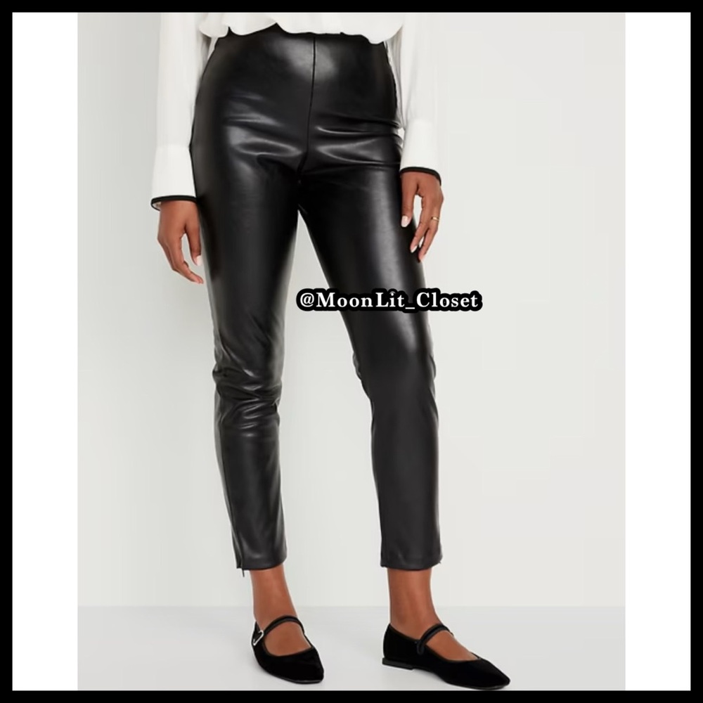 Old Navy Extra High-Waisted Faux-Leather Skinny Pants Plus Size 22 “Black”